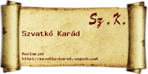 Szvatkó Karád névjegykártya